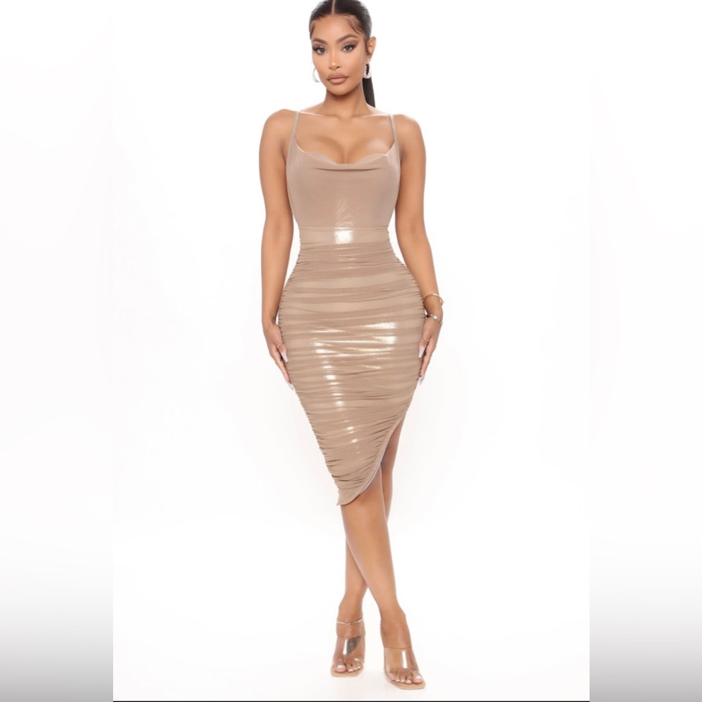 Mesh midi dress - Mocha size S